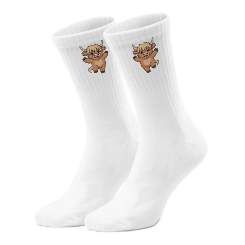 epicsocks Highland Cow Charme springende Kuh Socken in 37-41 im Paar