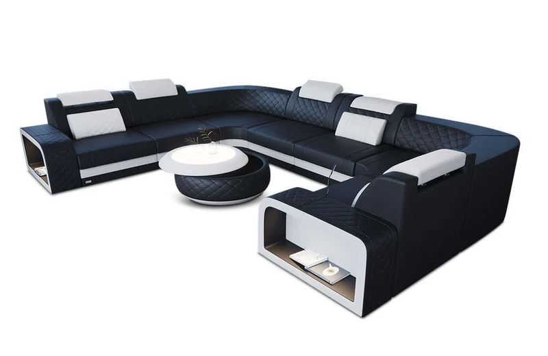 Mini Sofa Foggia U-Form aus Leder