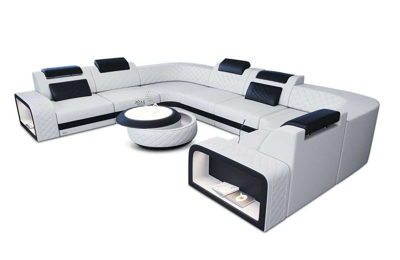 Mini Sofa Foggia U-Form aus Leder