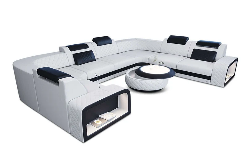 Mini Sofa Foggia U-Form aus Leder