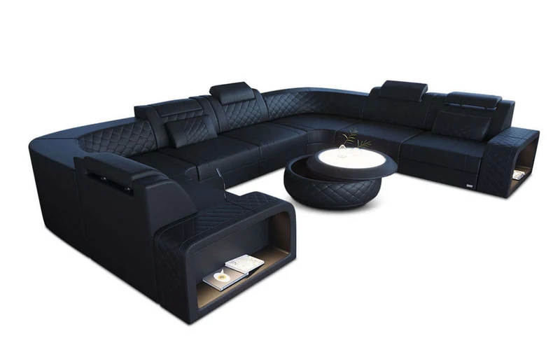 Mini Sofa Foggia U-Form aus Leder