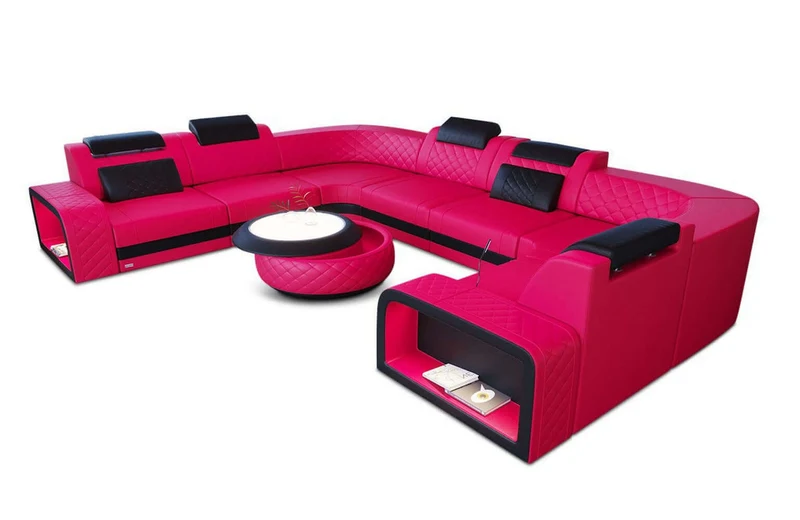 Mini Sofa Foggia U-Form aus Leder