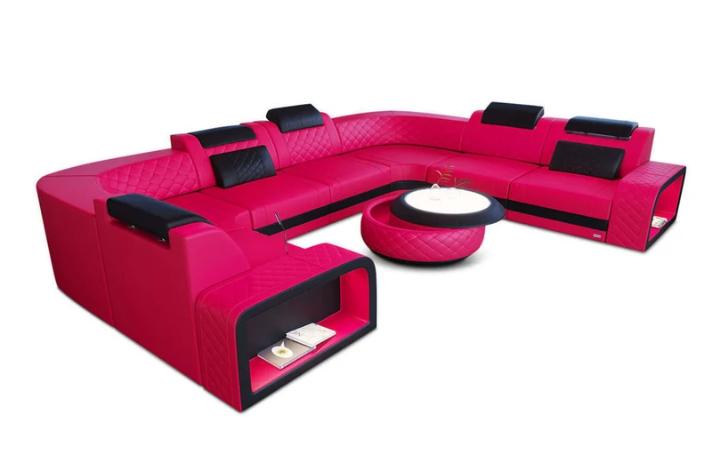 Mini Sofa Foggia U-Form aus Leder