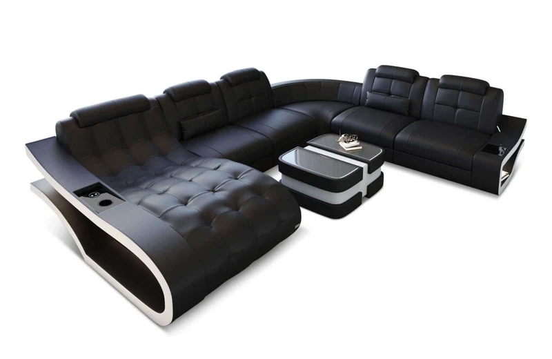 Leder Wohnlandschaft Elegante XXL U-Form