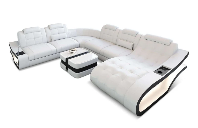 Leder Wohnlandschaft Elegante XXL U-Form