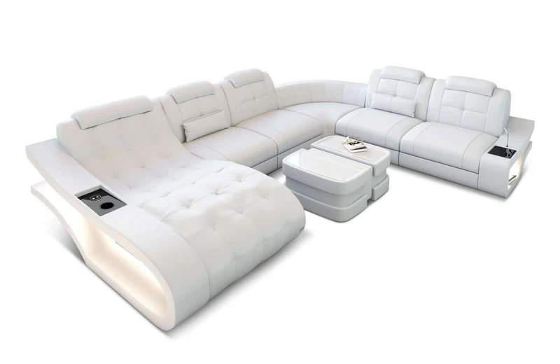 Leder Wohnlandschaft Elegante XXL U-Form