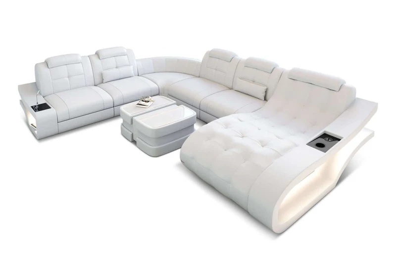Leder Wohnlandschaft Elegante XXL U-Form