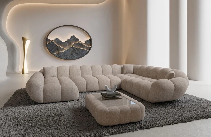 XXL Wohnlandschaft Maleron U-Form aus Stoff
