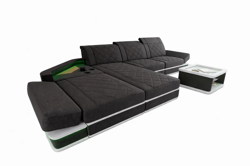 Couch Perugia L-Form in Stoff