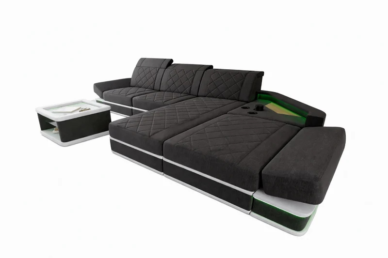 Couch Perugia L-Form in Stoff