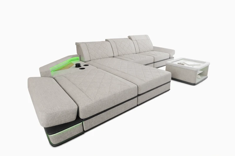Couch Perugia L-Form in Stoff