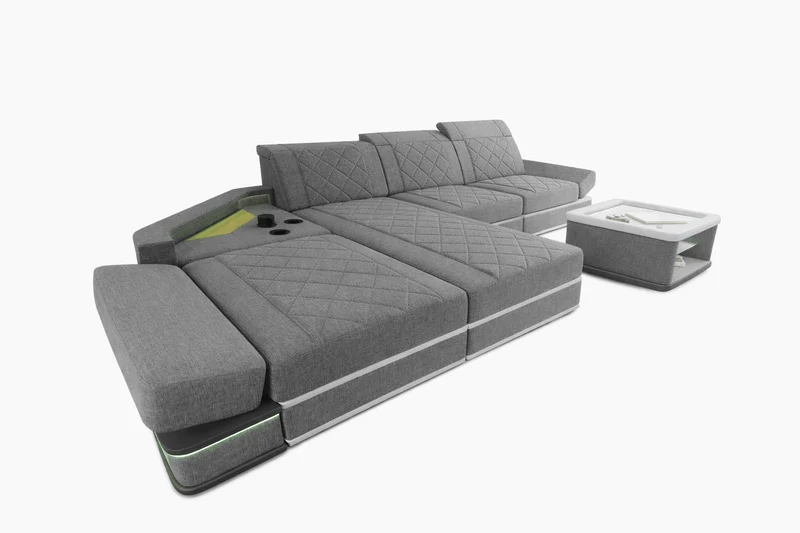 Couch Perugia L-Form in Stoff