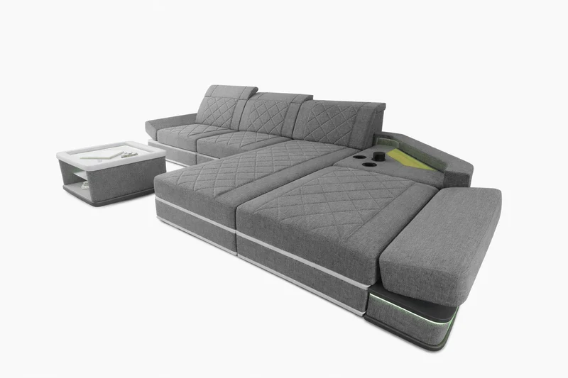 Couch Perugia L-Form in Stoff