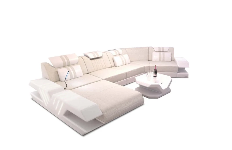 Designsofa Venedig C-Form aus Stoff