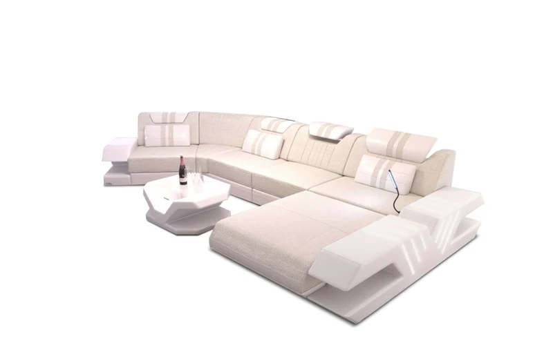 Designsofa Venedig C-Form aus Stoff