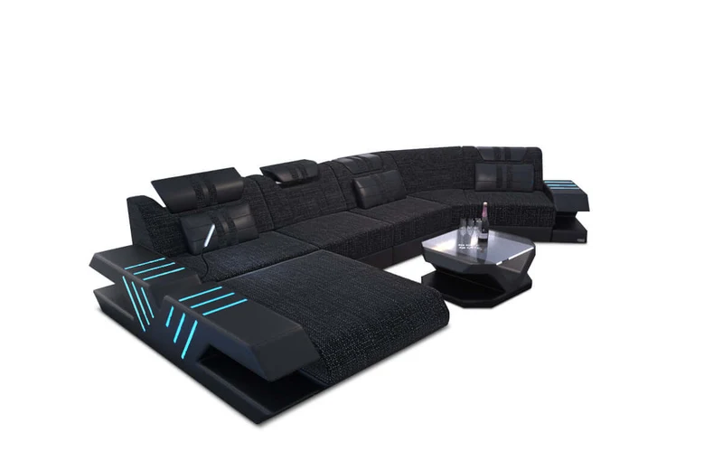 Designsofa Venedig C-Form aus Stoff
