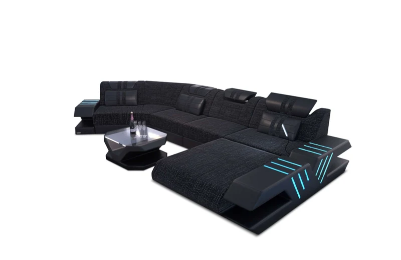 Designsofa Venedig C-Form aus Stoff