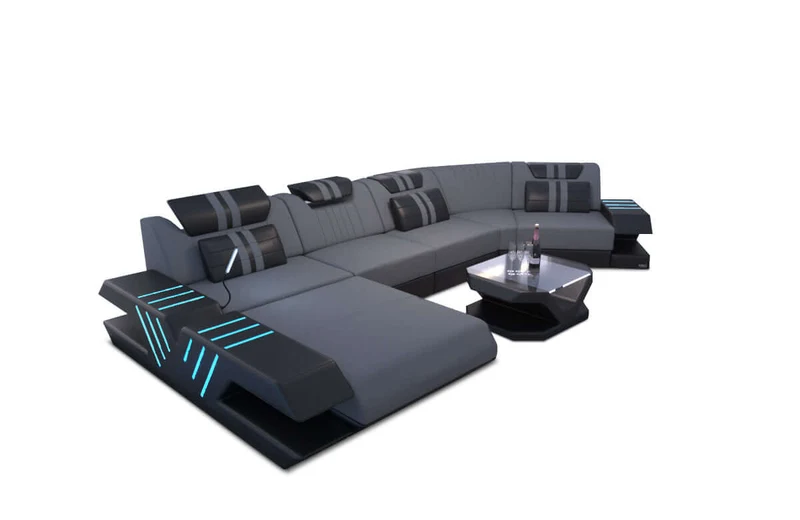 Designsofa Venedig C-Form aus Stoff