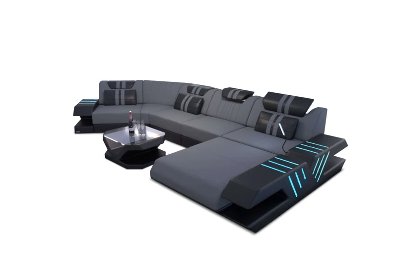 Designsofa Venedig C-Form aus Stoff