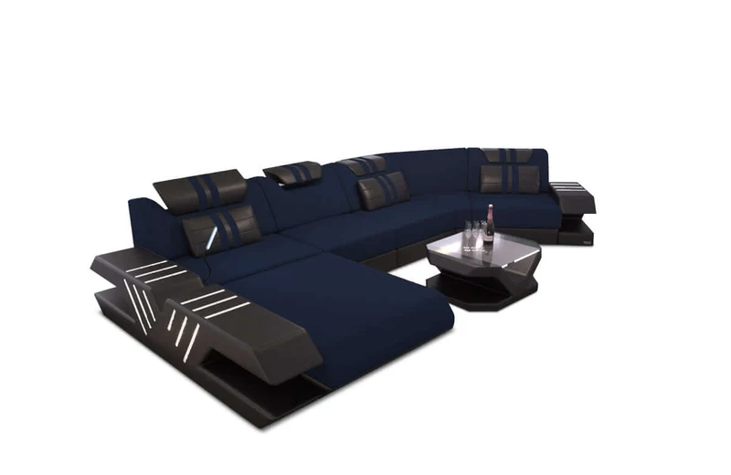 Designsofa Venedig C-Form aus Stoff