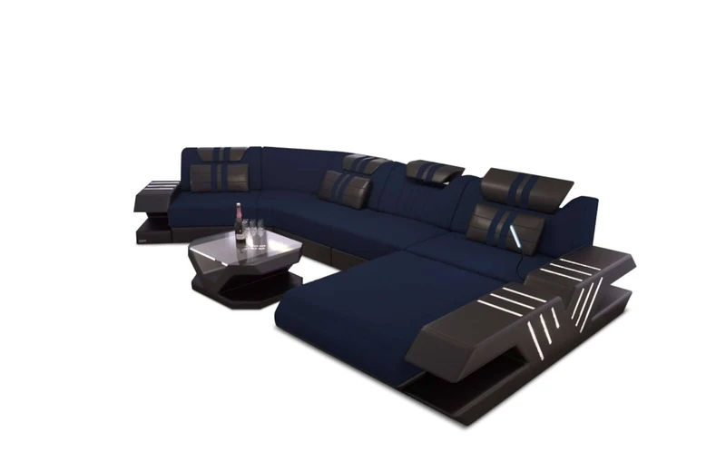 Designsofa Venedig C-Form aus Stoff