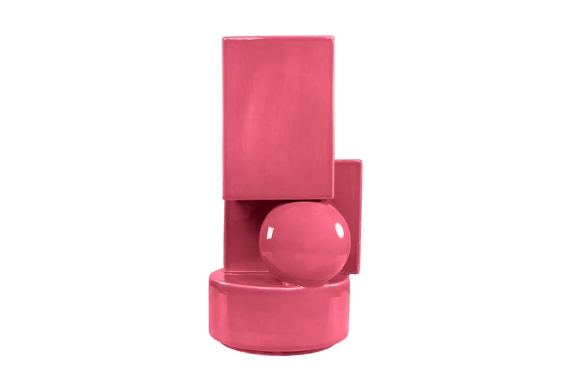 Casa Padrino Luxus Pflanzgefäß Rosa 23 x 22,5 x H. 43 cm - Hohes Steingut Pflanzgefäß und Vase im Garlic Pink Finish - Luxus Deko Accessoires