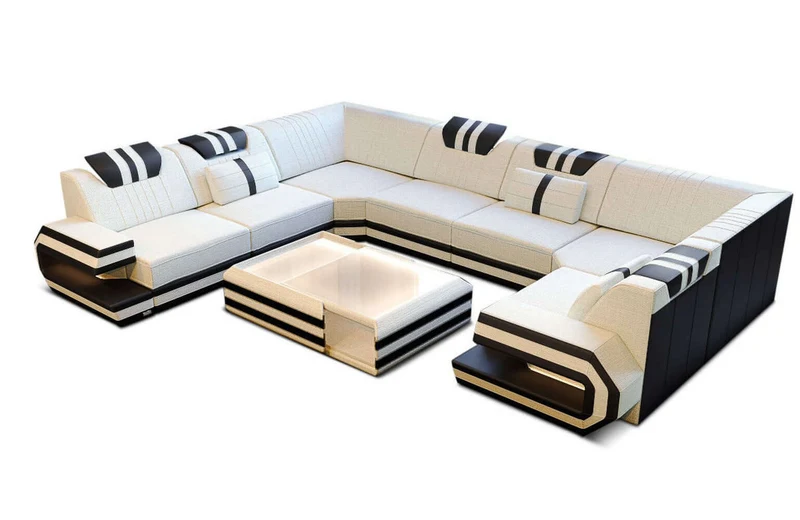 Wohnlandschaft Ragusa U-Form aus Stoff