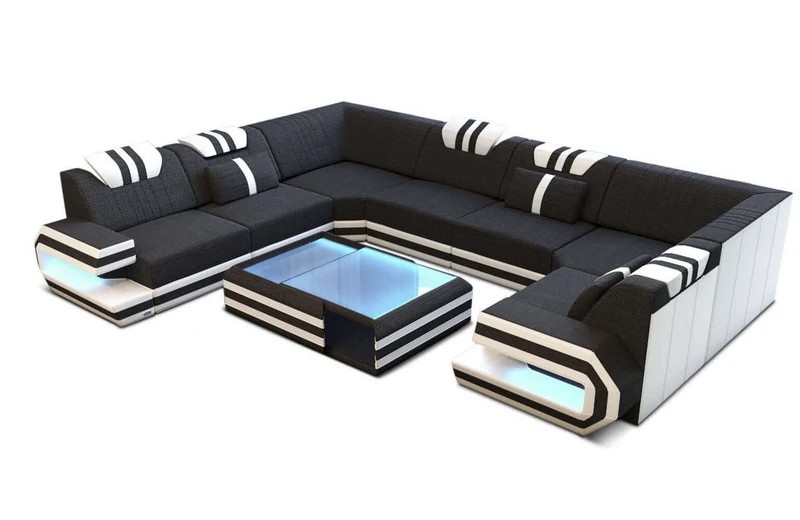 Wohnlandschaft Ragusa U-Form aus Stoff