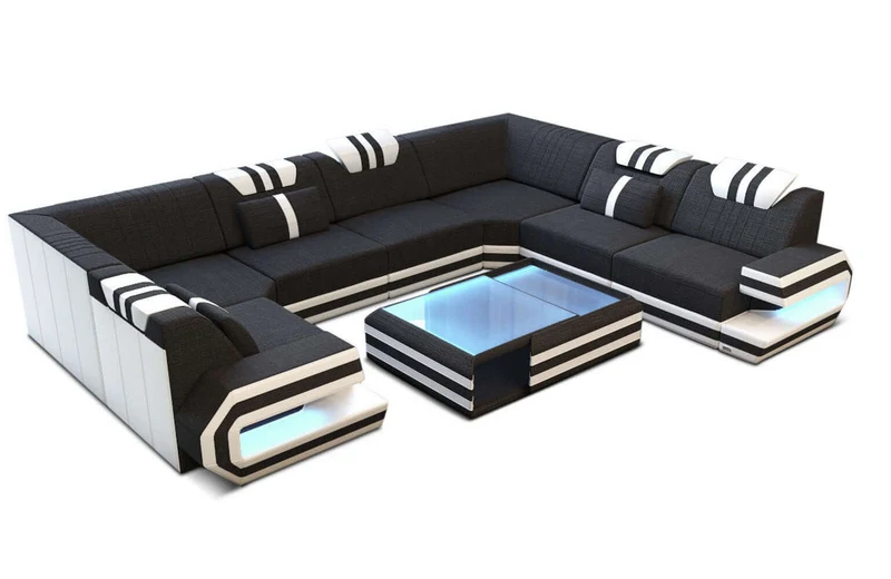 Wohnlandschaft Ragusa U-Form aus Stoff