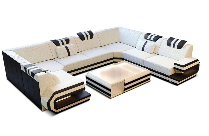 Wohnlandschaft Ragusa U-Form aus Stoff