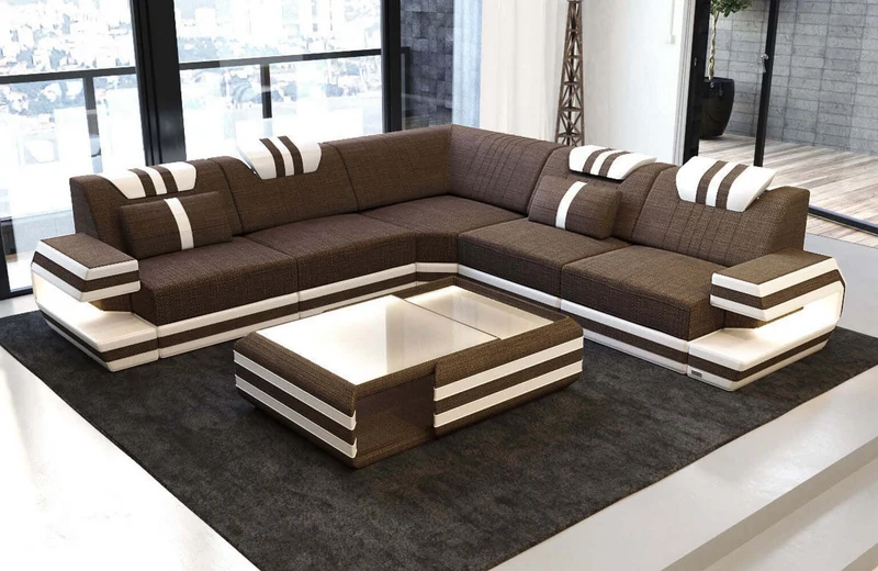 Couch Ragusa L-Form in Stoff