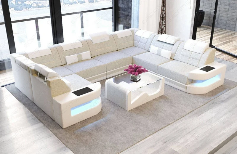 Wohnlandschaft Como U-Form aus Stoff