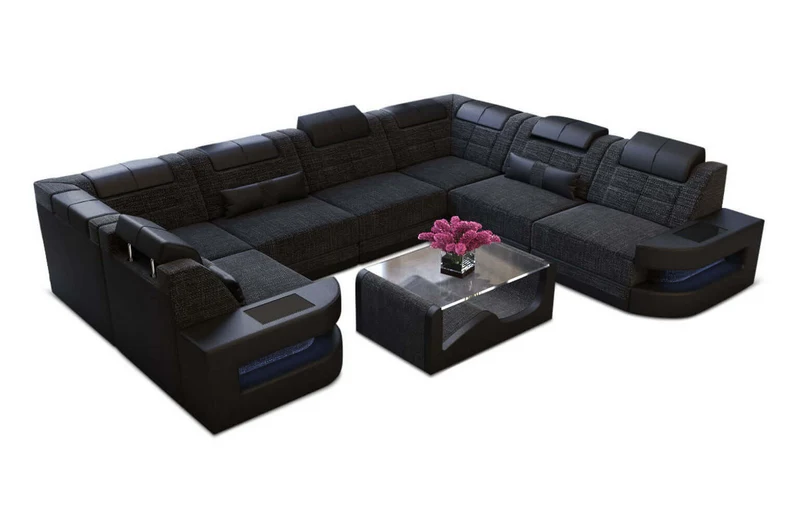 Wohnlandschaft Como U-Form aus Stoff