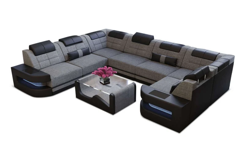Wohnlandschaft Como U-Form aus Stoff