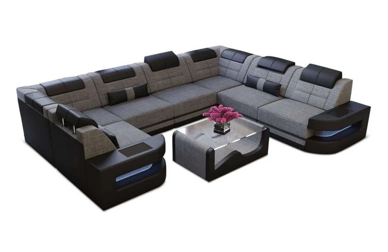 Wohnlandschaft Como U-Form aus Stoff