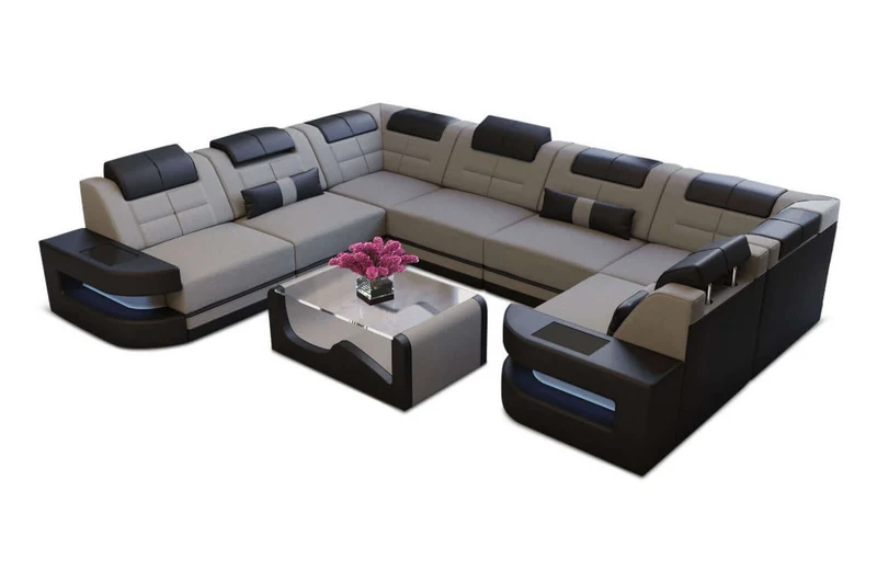 Wohnlandschaft Como U-Form aus Stoff