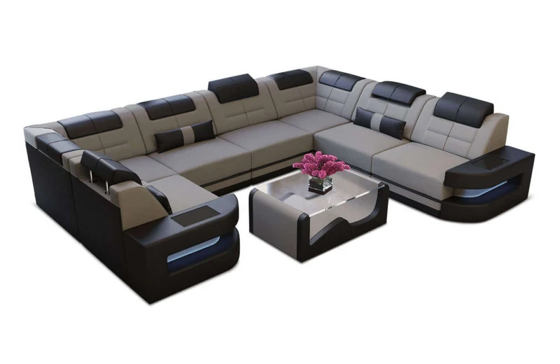 Wohnlandschaft Como U-Form aus Stoff