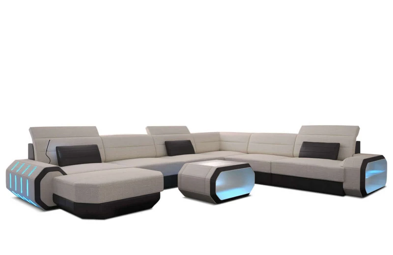XXL Stoff Wohnlandschaft Roma U-Form