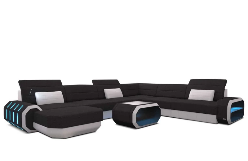 XXL Stoff Wohnlandschaft Roma U-Form
