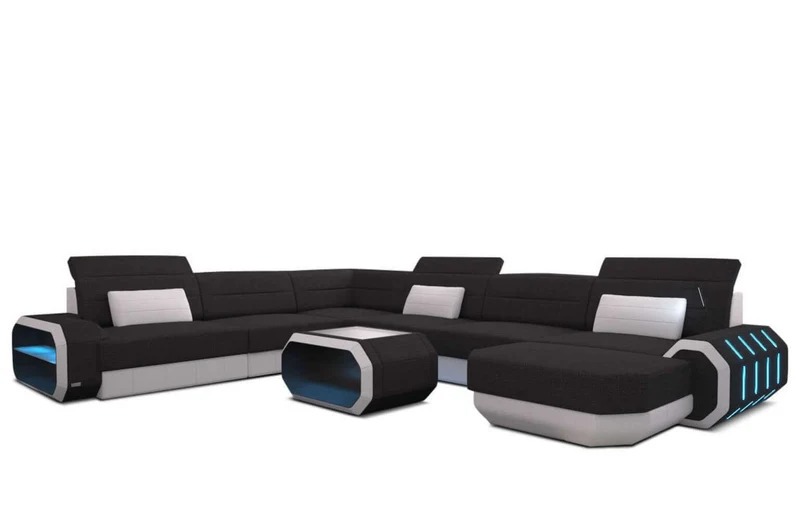 XXL Stoff Wohnlandschaft Roma U-Form