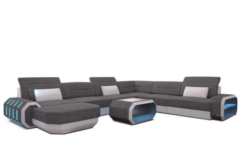 XXL Stoff Wohnlandschaft Roma U-Form