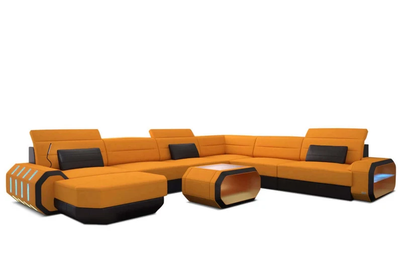 XXL Stoff Wohnlandschaft Roma U-Form