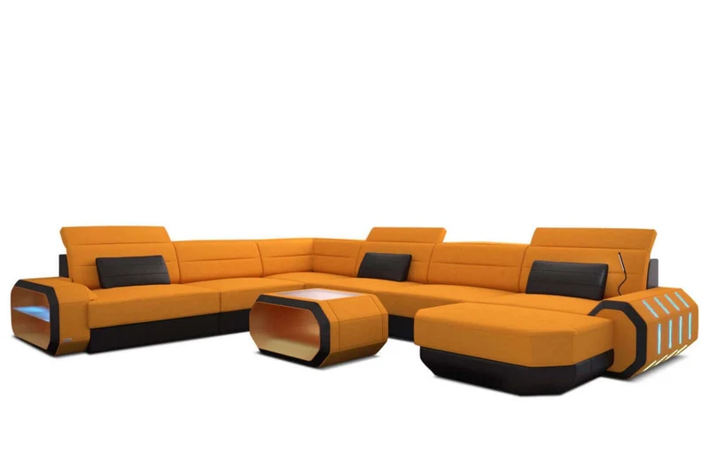 XXL Stoff Wohnlandschaft Roma U-Form
