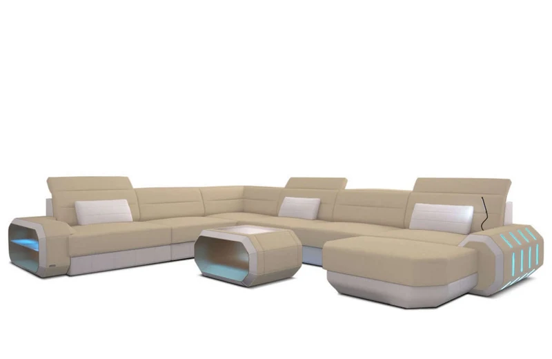 XXL Stoff Wohnlandschaft Roma U-Form