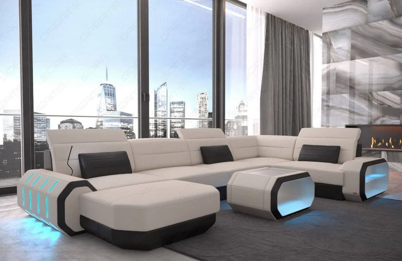 Wohnlandschaft Roma U-Form aus Stoff