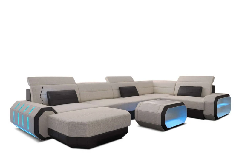Wohnlandschaft Roma U-Form aus Stoff