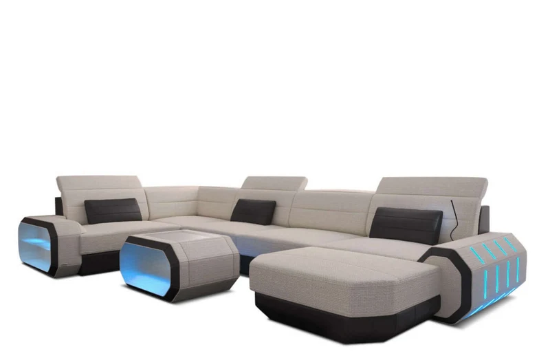 Wohnlandschaft Roma U-Form aus Stoff