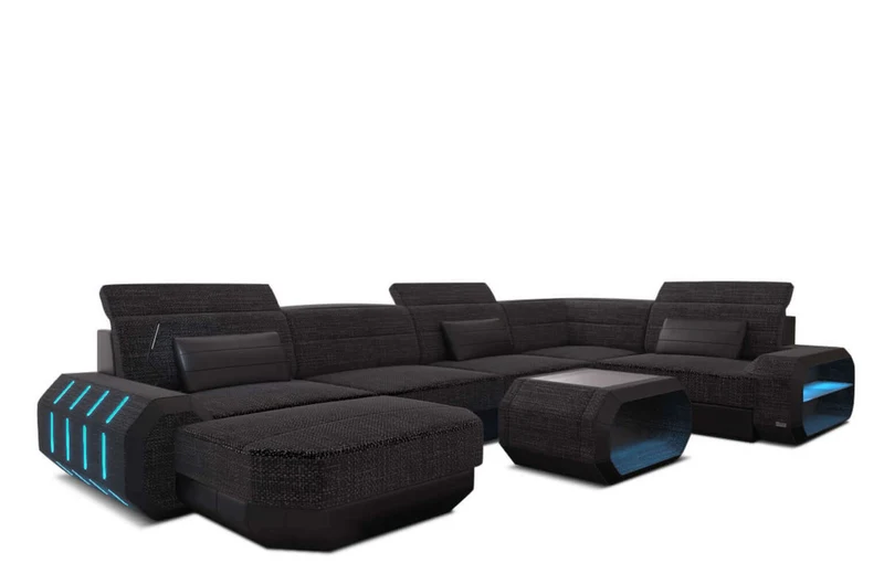 Wohnlandschaft Roma U-Form aus Stoff