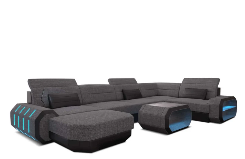 Wohnlandschaft Roma U-Form aus Stoff