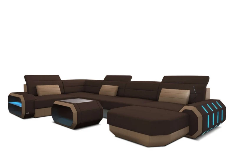 Wohnlandschaft Roma U-Form aus Stoff